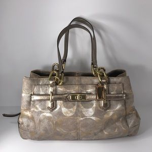 Coach Chelsea gold patina signature Jaden Carryall